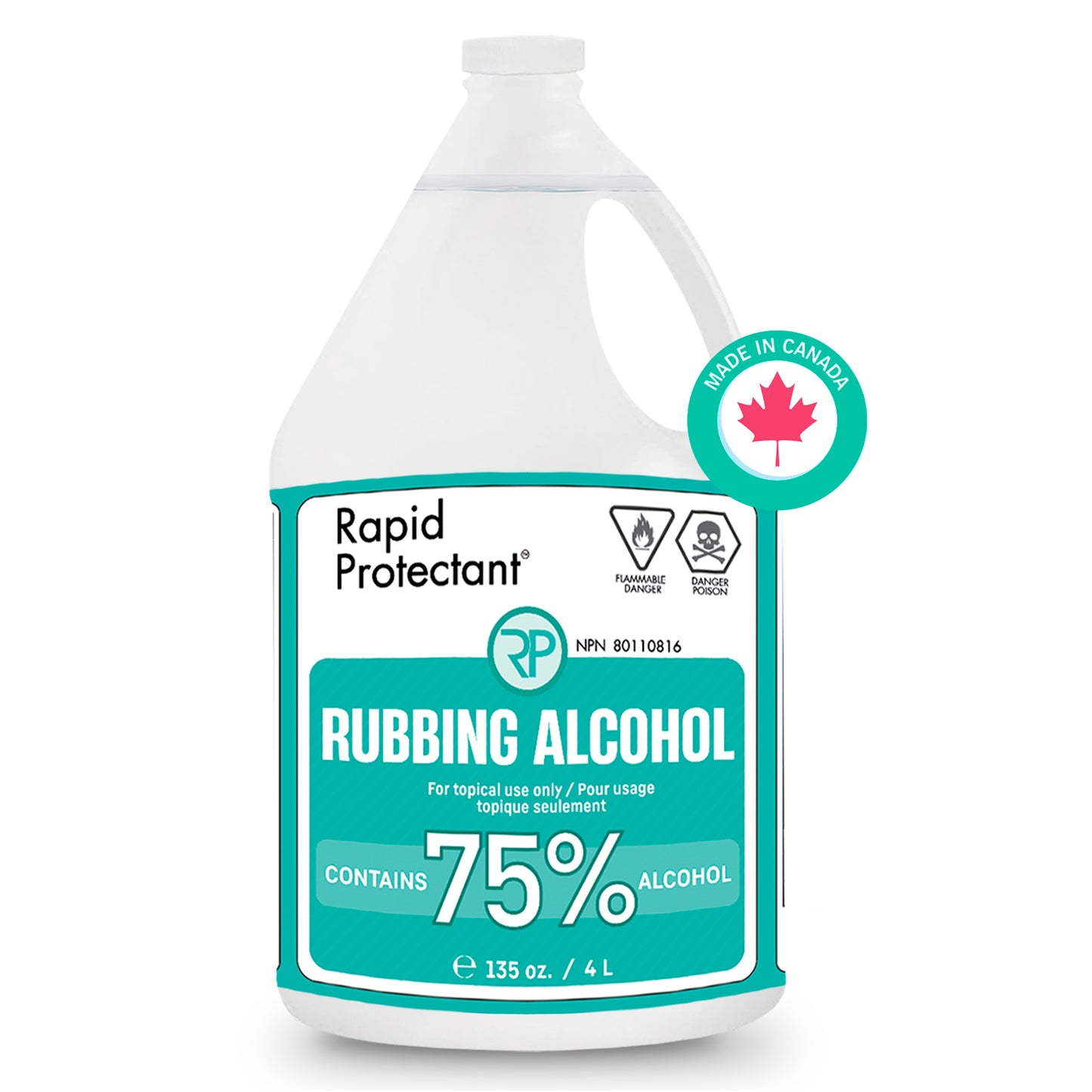 Premium 75% USP Grade Isopropyl Alcohol 4L – High-quality disinfectant and sanitizer, made in Canada. Sealed for safety, eco-friendly packaging, ideal for cleaning, surface disinfection, and personal sanitization.